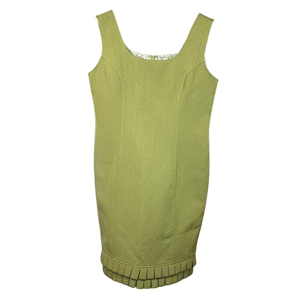 Jana Kos Dress Women's Size 8 Sleeveless Lime Green A-Line Quilted Knee Length